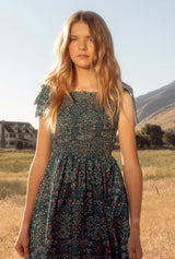 Mini Rayna Dress in Teal Ribboned Garden