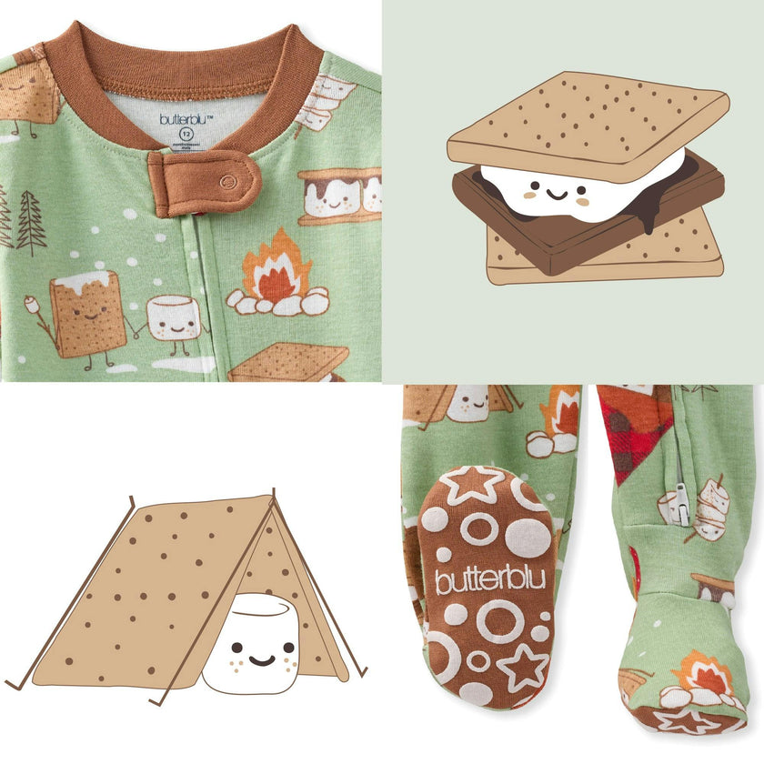 CRUZ Snug-fit Footed Baby Boys Pajamas