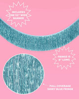 Aquamarine Fringe - blue foil banner