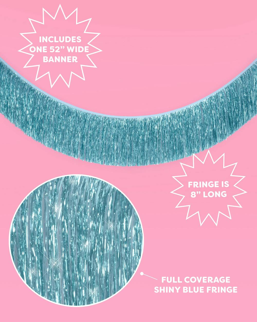 Aquamarine Fringe - blue foil banner