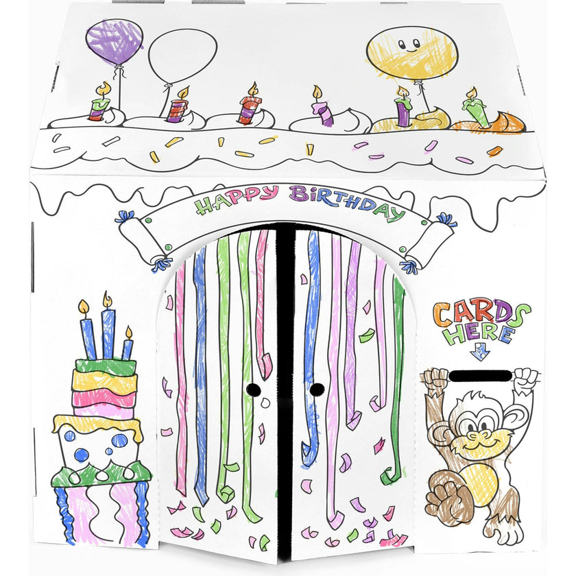 32" x 26.5" x 40.5 Decorate & Personalize Cardboard Playhouse Birthday Edition