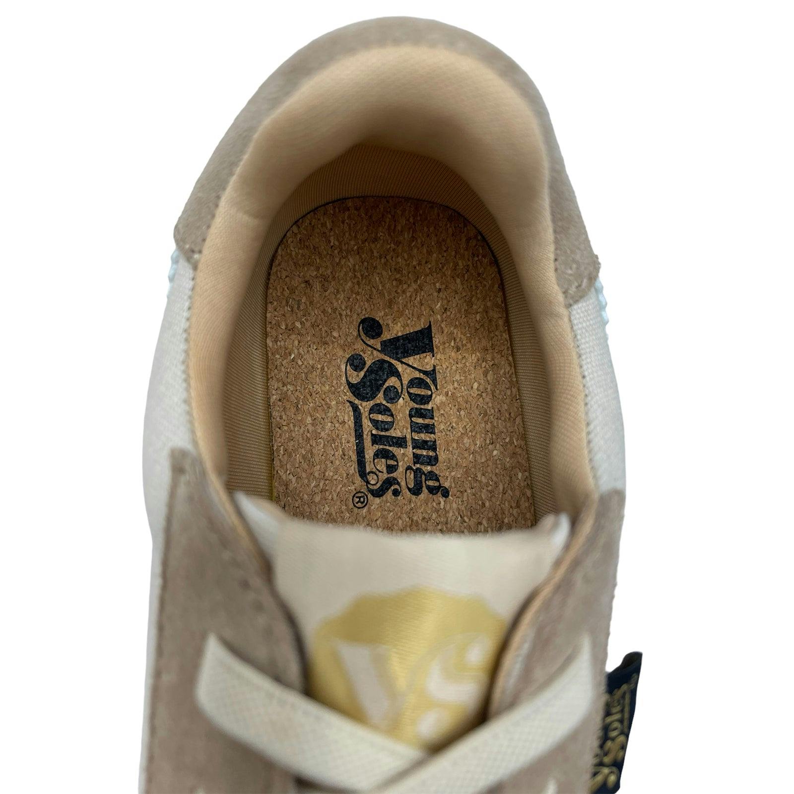 Keegan Kids Retro Runner Trainer - Ecru Textile & Suede
