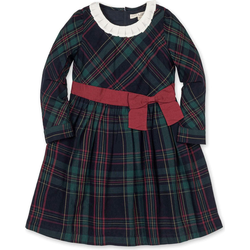 Baby Organic Pleated Collar Dress with Sash, Blue