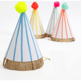 Stripe Pompom Party Hats