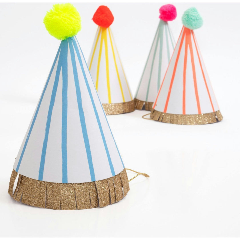 Stripe Pompom Party Hats