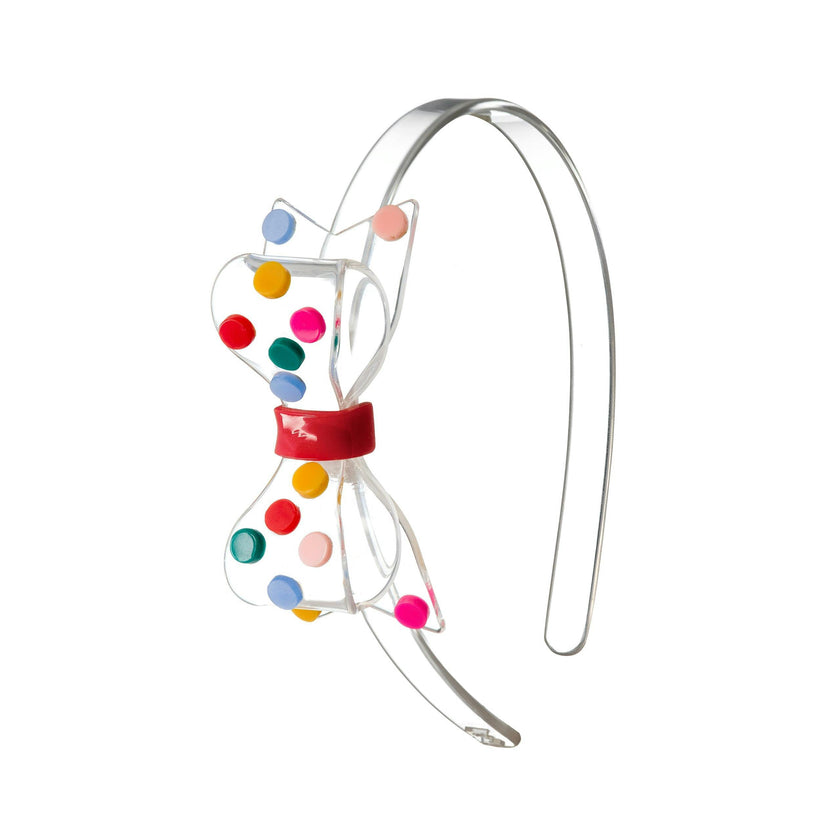 Rainbow Dots Big Bow Headband