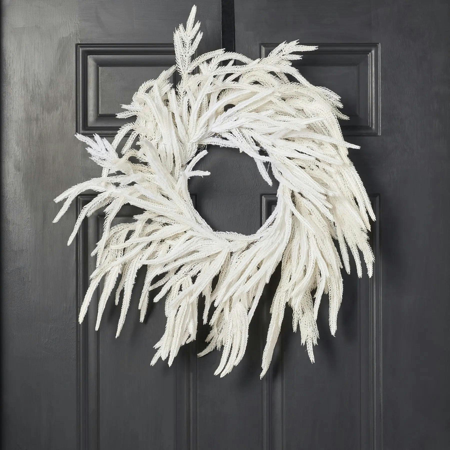 Norfolk Collection - Real Touch White Norfolk Pine Front Door Christmas Holiday Winter Wreath