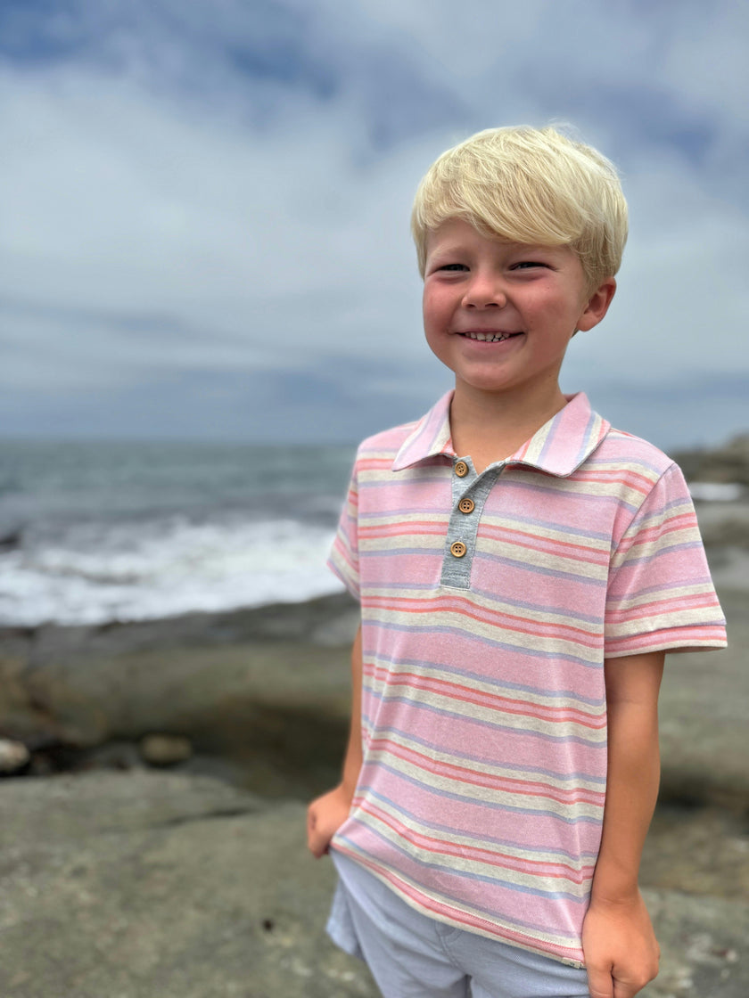 POLREATH Pink/Lilac Stripe Polo