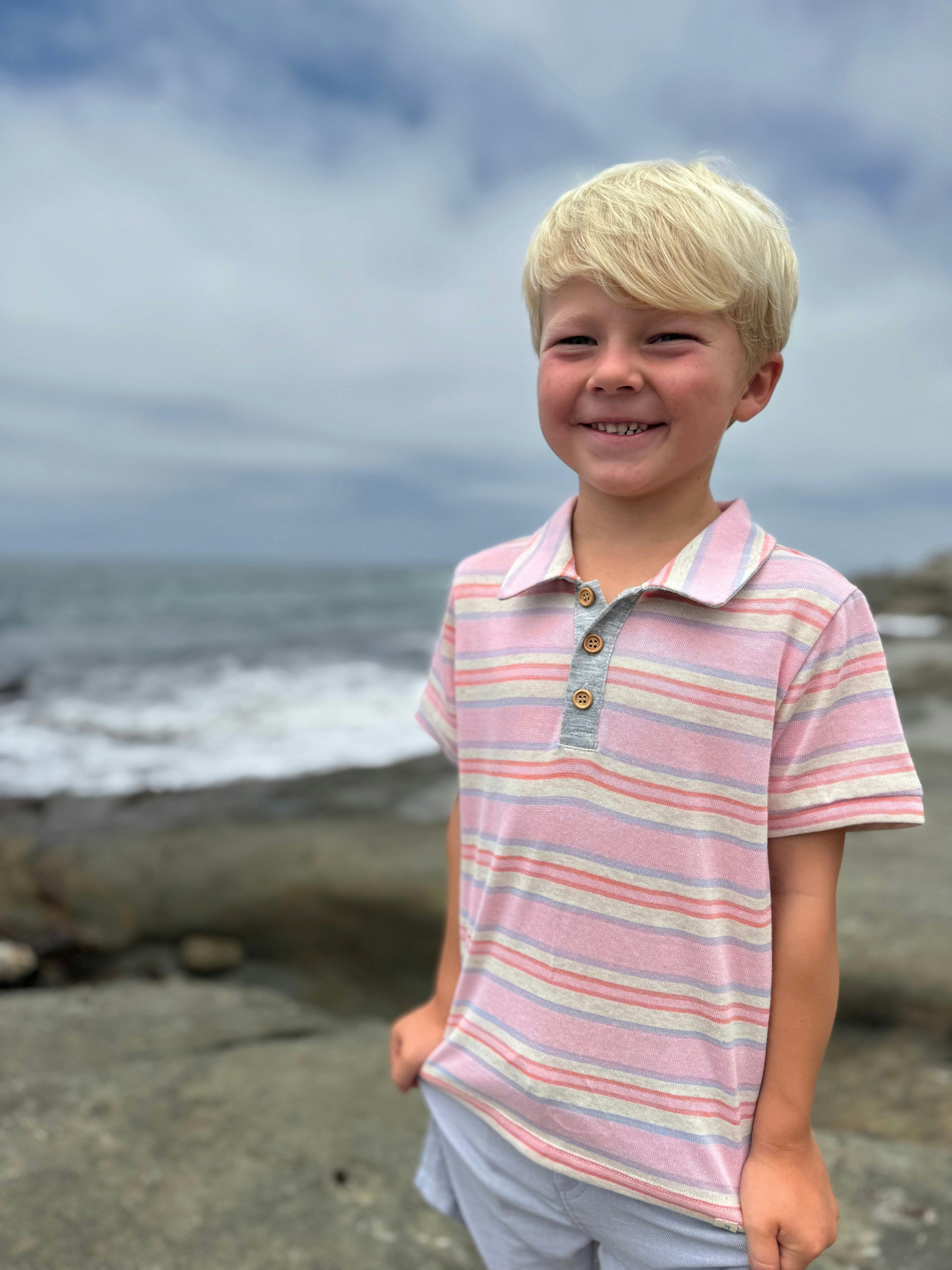 POLREATH Pink/Lilac Stripe Polo