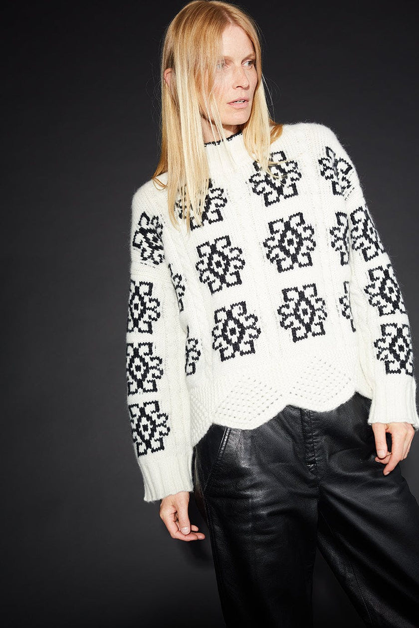SIENNA SWEATER | IVORY + BLACK