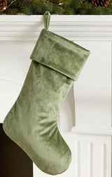 Classic Moss Green Velvet Handmade Christmas Stocking- 20"