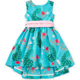 Sleeveless Hi-Lo Sash Dress, Blue