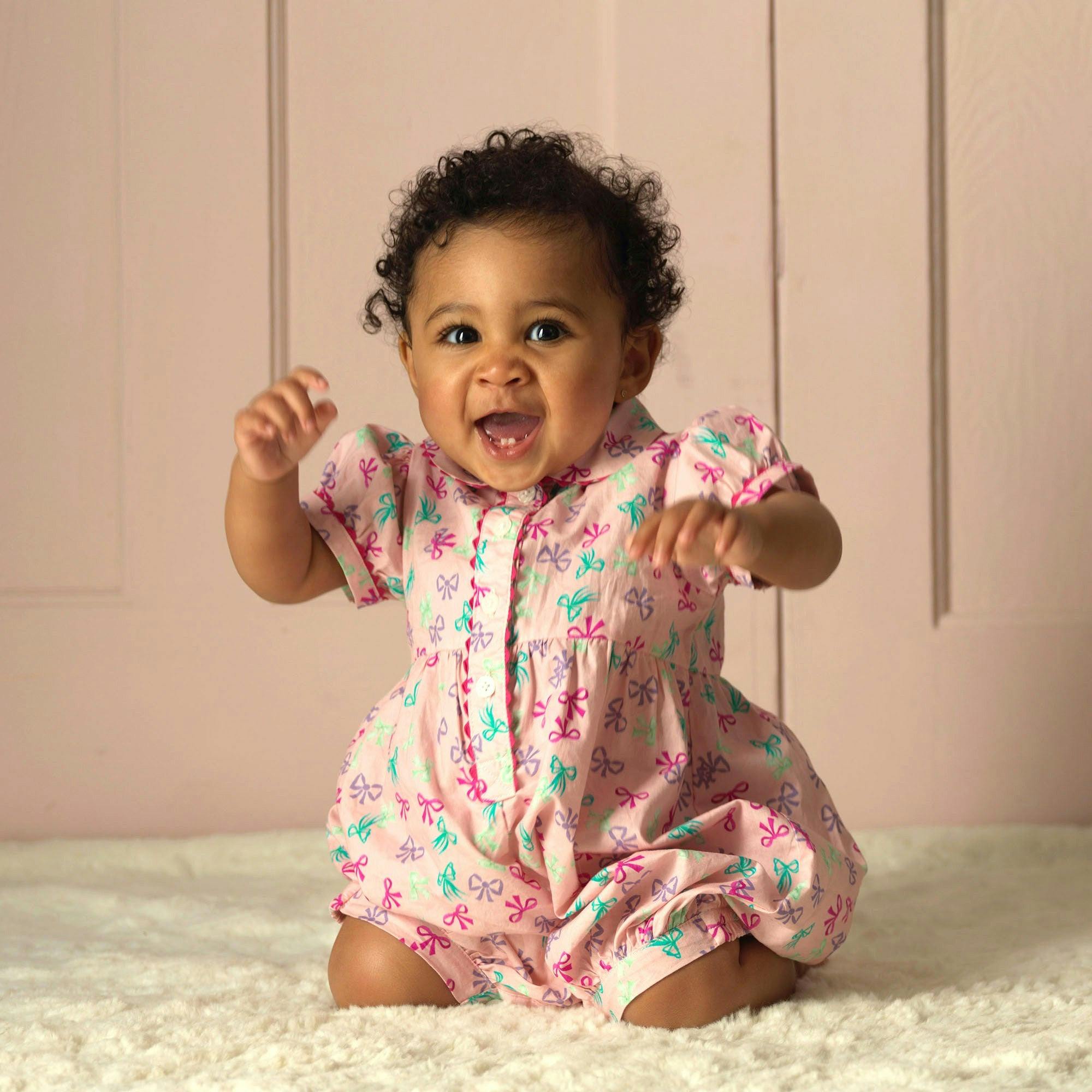 Bow Button-Front Babysuit