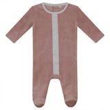 Gold Stars Print Velour Button Front Long Sleeve Romper