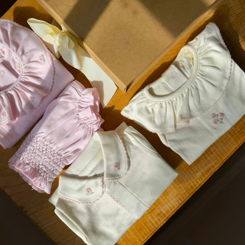 Baby Girl Gift Set Bundle Peonies Pink