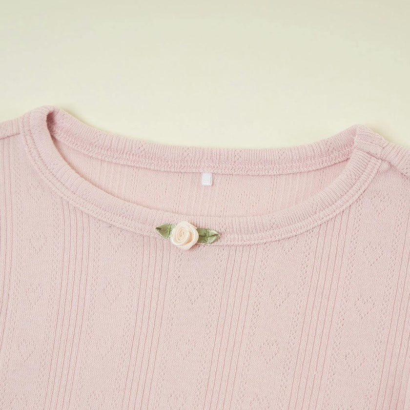 Icing Pink Pointelle Rosette Classic Pajama Set