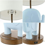 Ellie Bohemian Designer Iron/Resin Elephant LED Kids Table Lamp with Phone Stand and USB Charging Port
