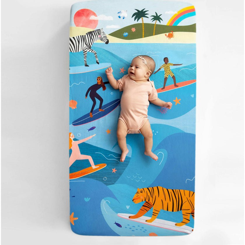 Surfing Safari Standard Crib Sheet