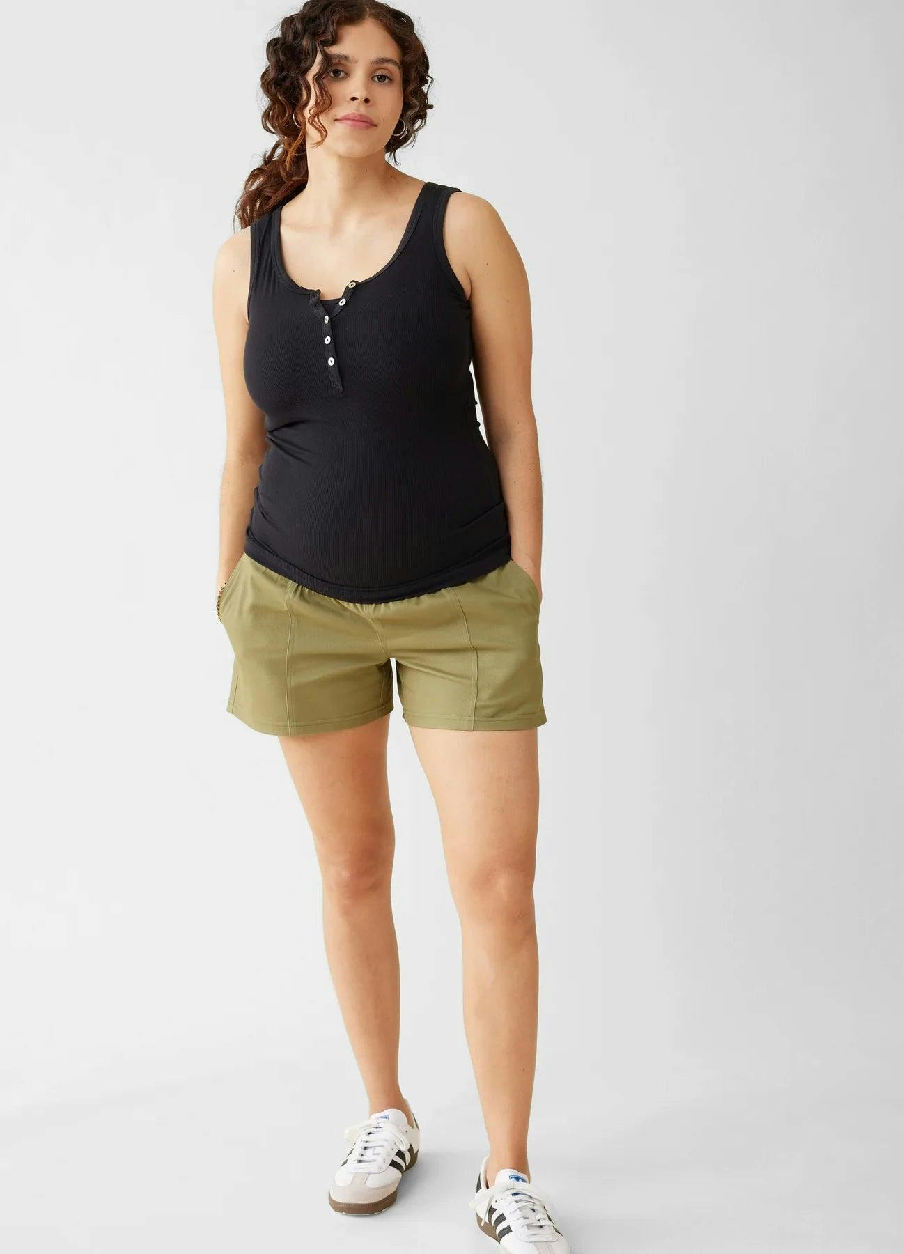 Soft Cotton Utility Maternity Shorts