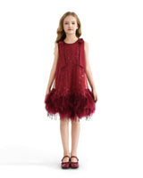 Red Sequin Feather Dress