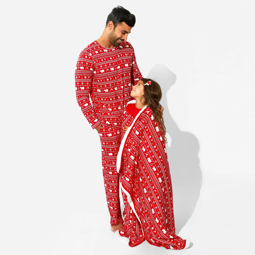 Polar Isle Red Bamboo Sherpa Blanket
