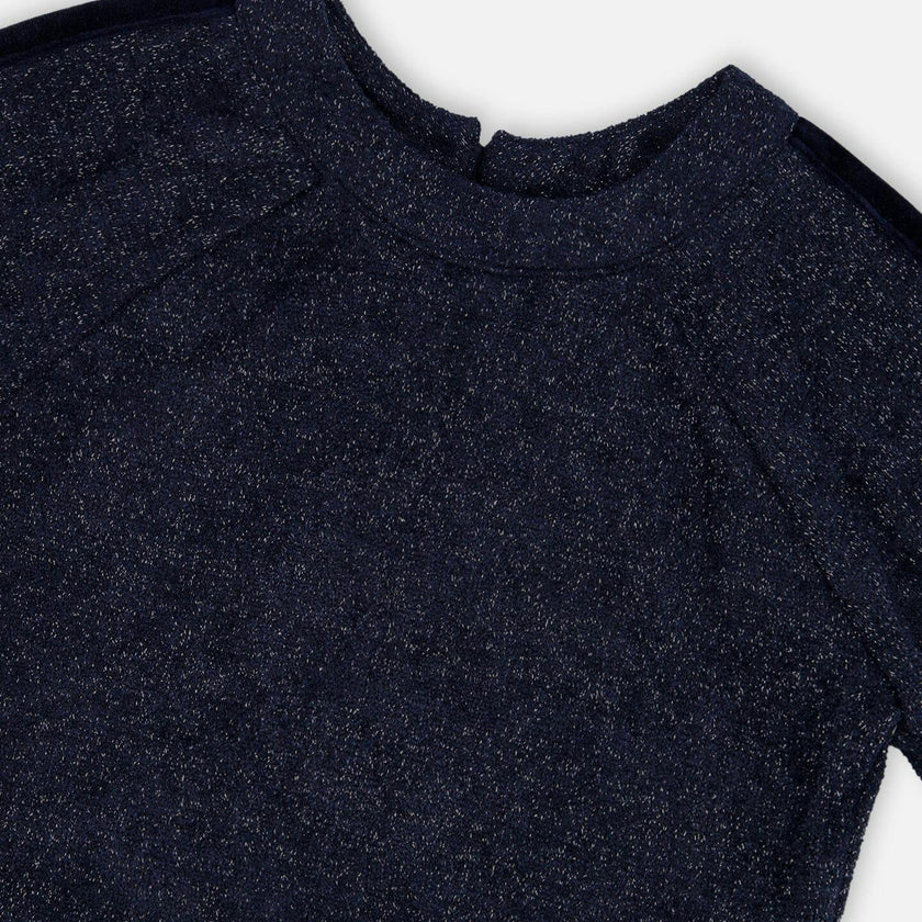 3/4 Sleeve Lurex Dress Navy Blue