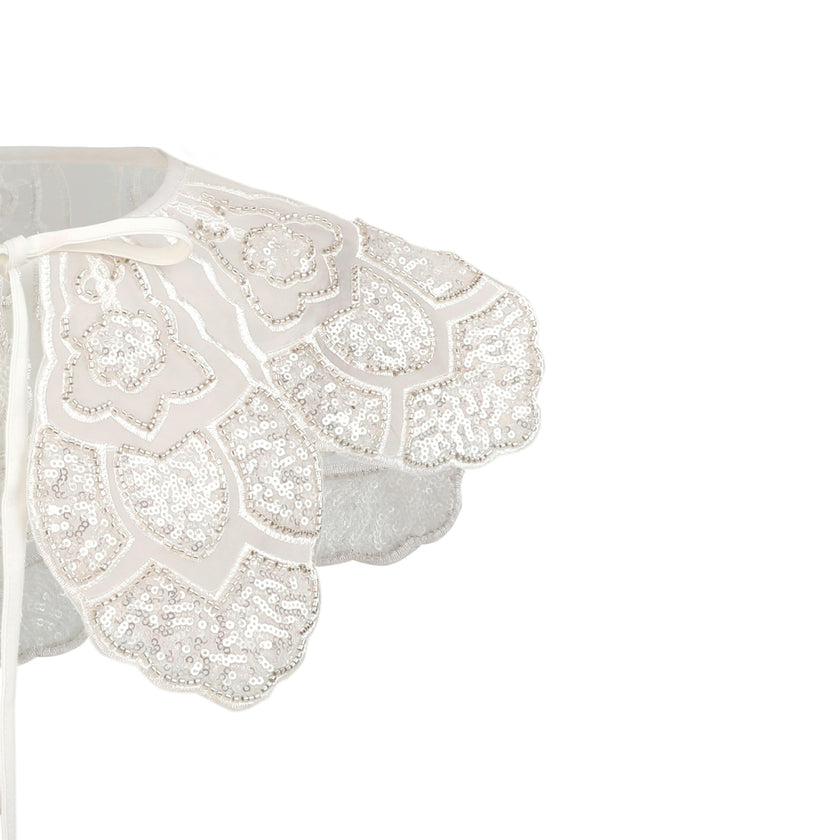 White Floral Embroidered Stole