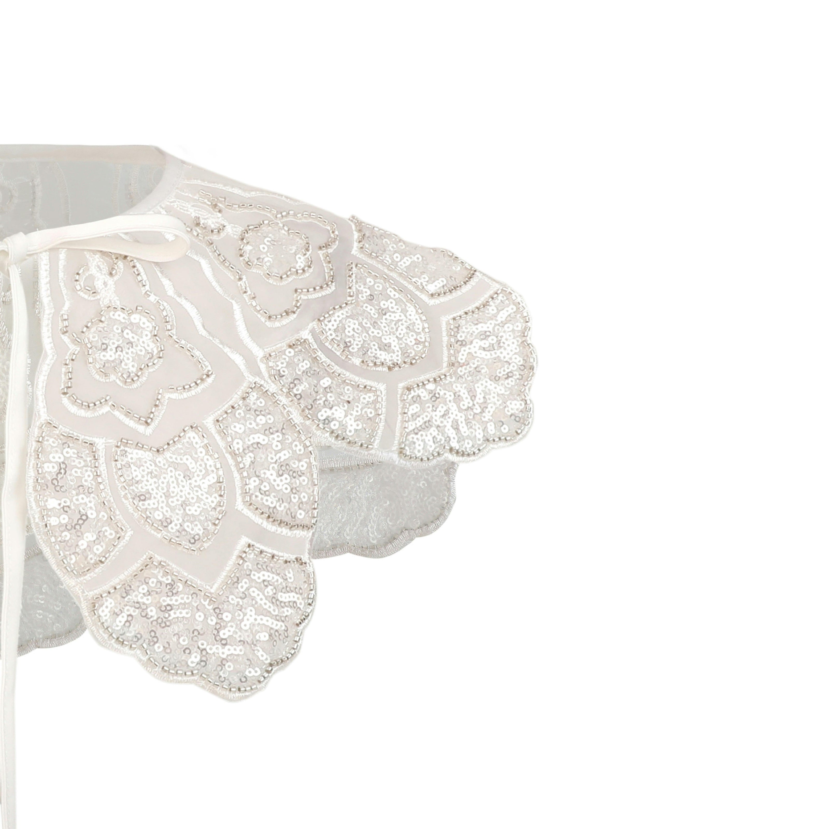 White Floral Embroidered Stole