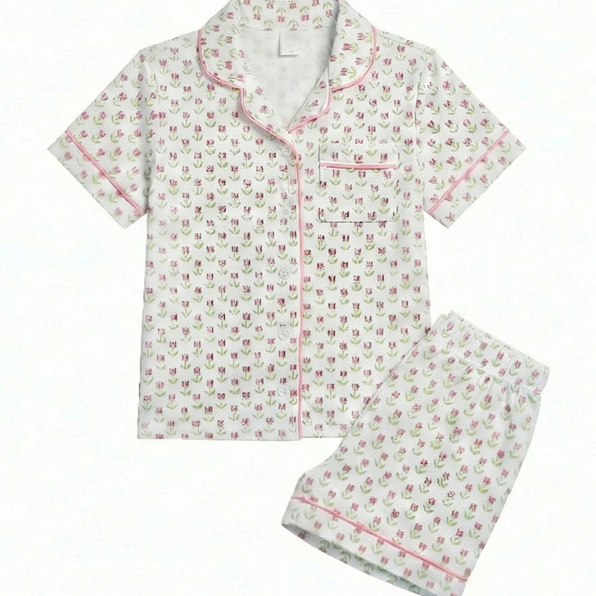 Tulip Print Jersey Short Sleeve PJ Set