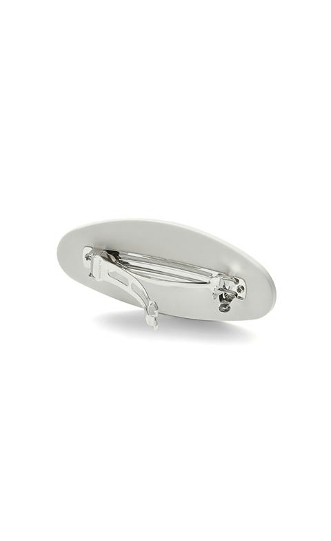 Jumbo Oval Barrette in White Matte