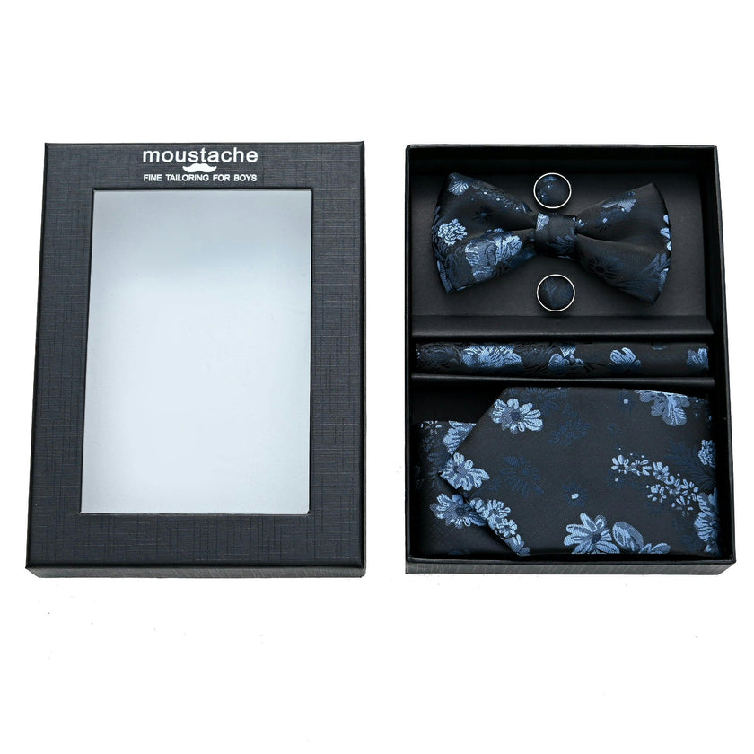 Blue Floral Tie Set
