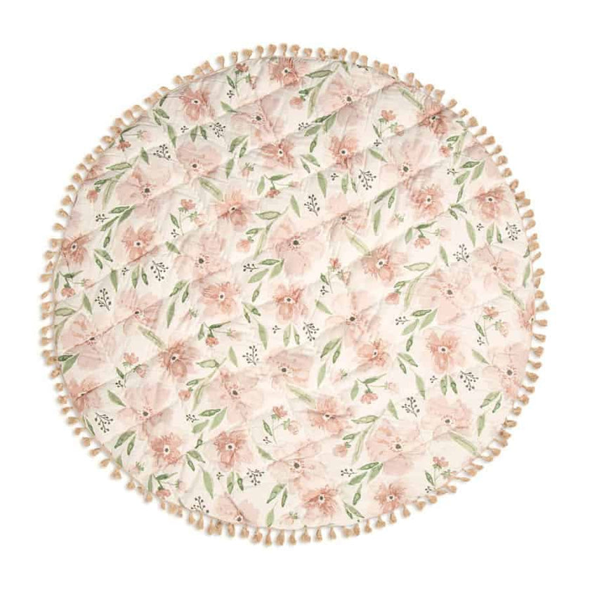 Parker Pink Floral Cotton Quilted Baby Play Mat