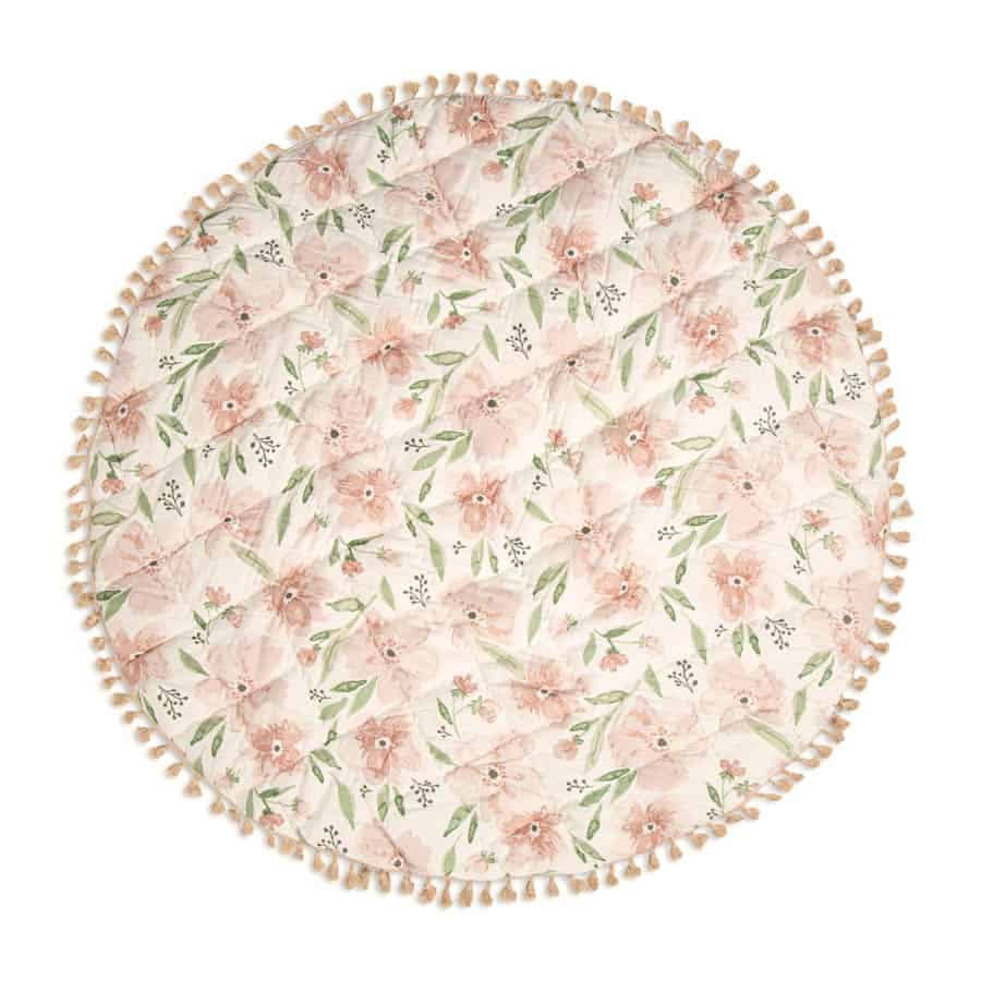 Parker Pink Floral Cotton Quilted Baby Play Mat