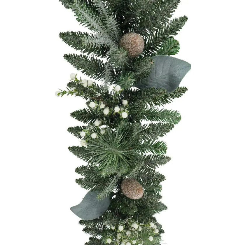 9' Flocked Woodland Pine & Berry Garland