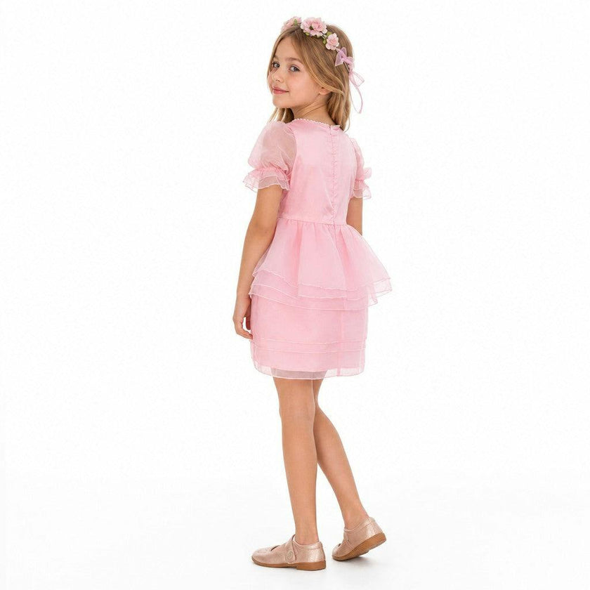 Blush Petal Princess Ruffle Pink Birthday Dress for Girls