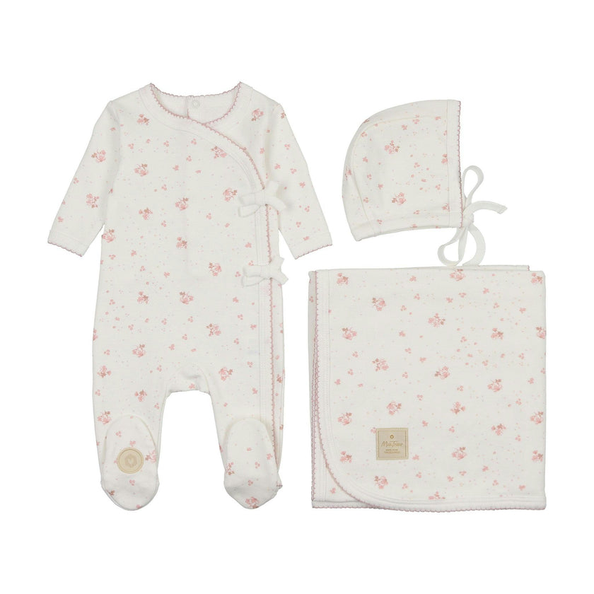 Scattered Blossoms Layette Set Barely Pink