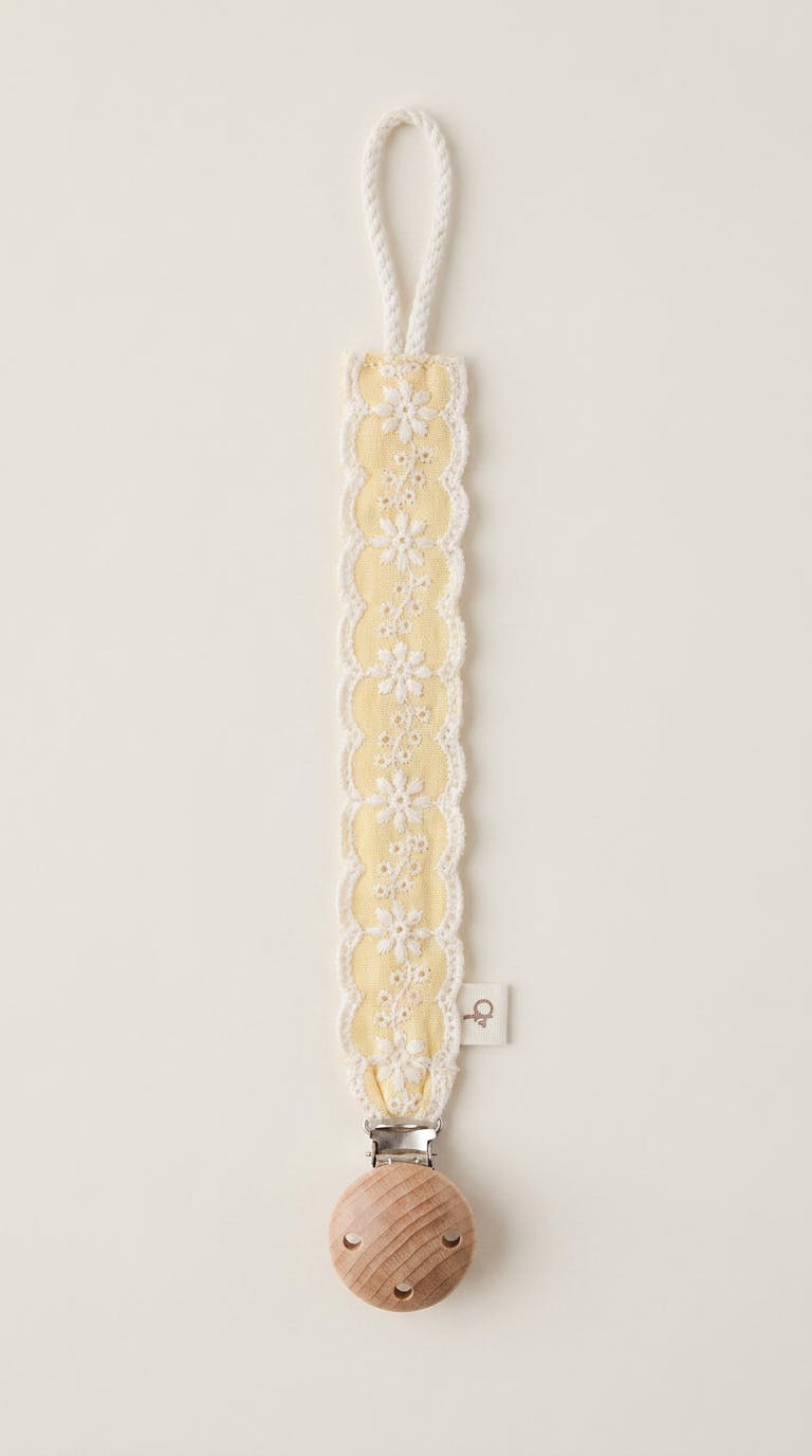 Lace Pacifier Holder (Cream, Yellow, Brown)