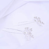 Crystal Flower Rhinestone Accented Hair Clips