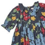 Girls Amara Dress - Navy Hibiscus Floral