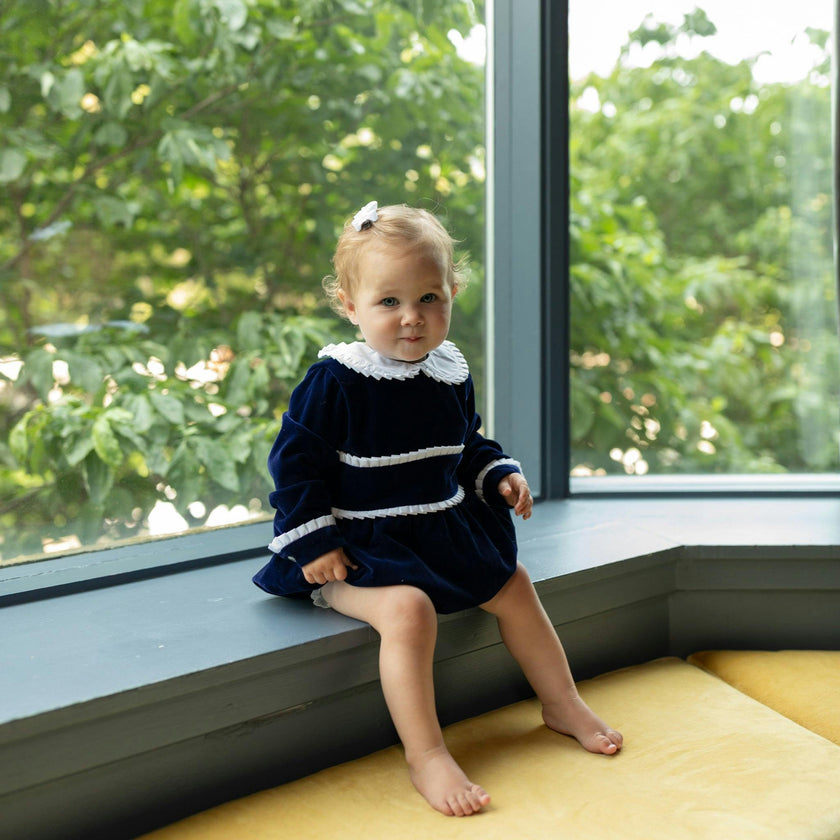 Long Sleeve Grace Bubble in Midnight Blue Velvet
