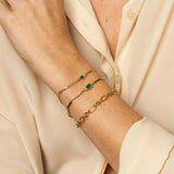 Mini Paloma Pear Shaped Station Bracelet in Emerald on Frankie Chain