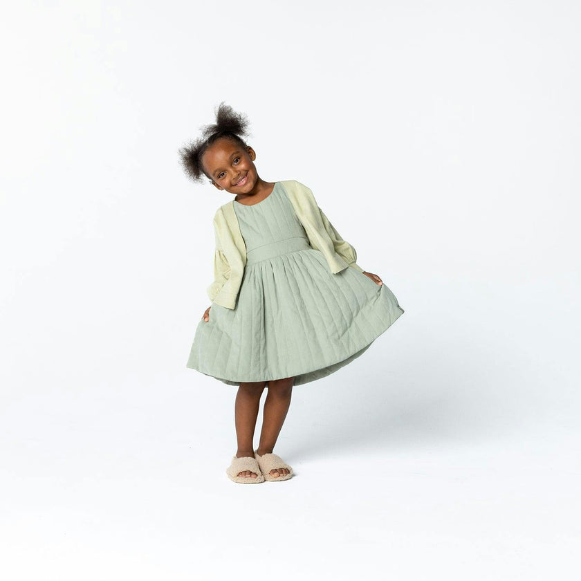 Girls Quilted Poplin Pinafore Dress