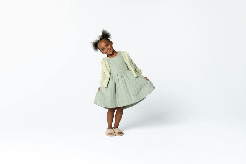 Girls Quilted Poplin Pinafore Dress
