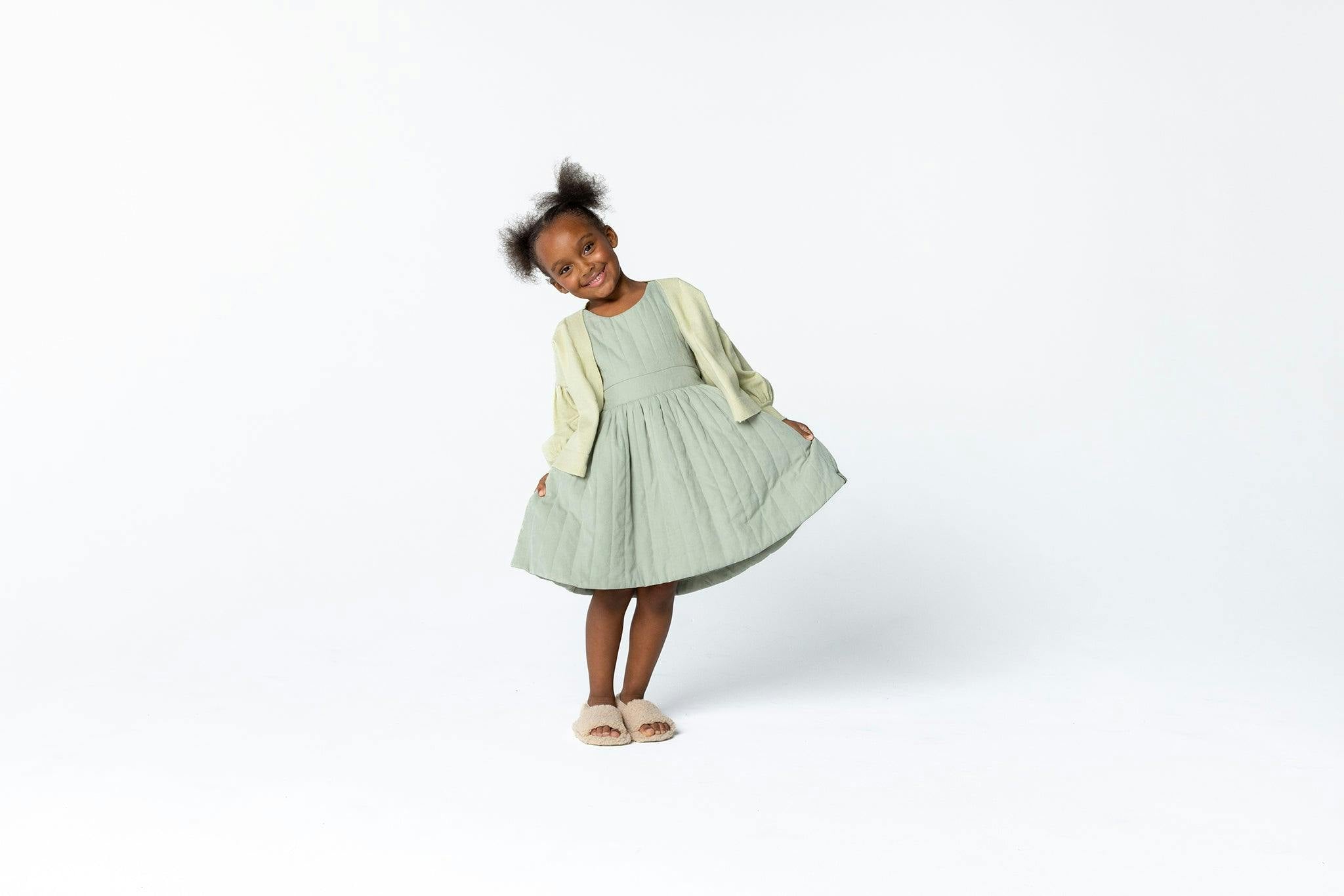 Girls Quilted Poplin Pinafore Dress
