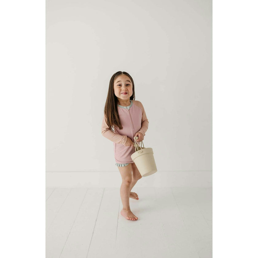 Girl's Zip Rash Guard Swimsuit