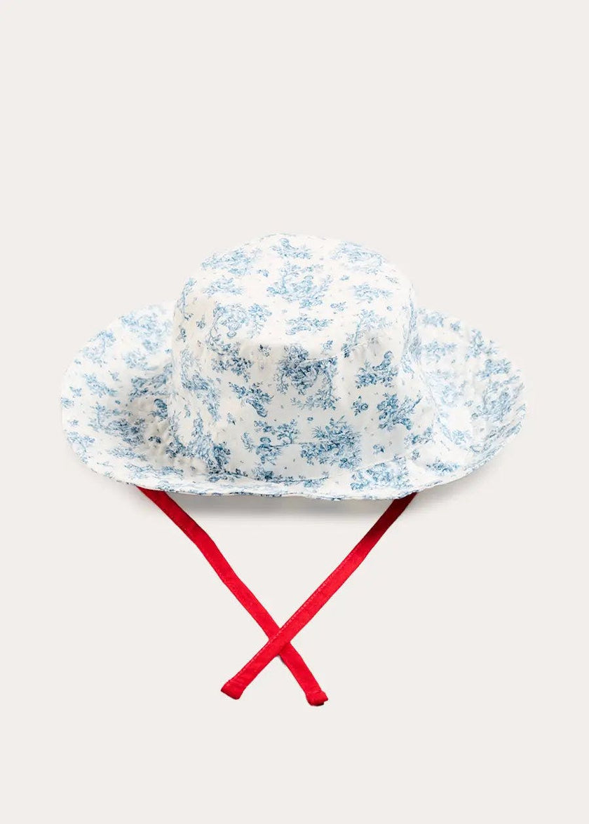 Audrey Toile Beach Hat in Blue (S-L)