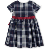 Organic Smocked Short Sleeve Poplin Dress, Blue