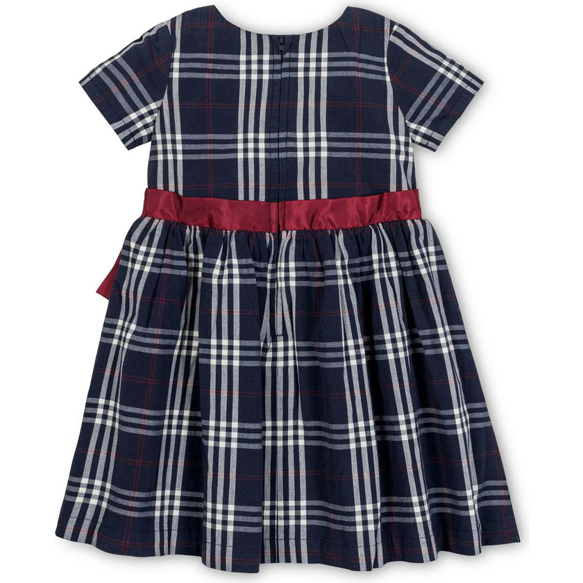Organic Smocked Short Sleeve Poplin Dress, Blue