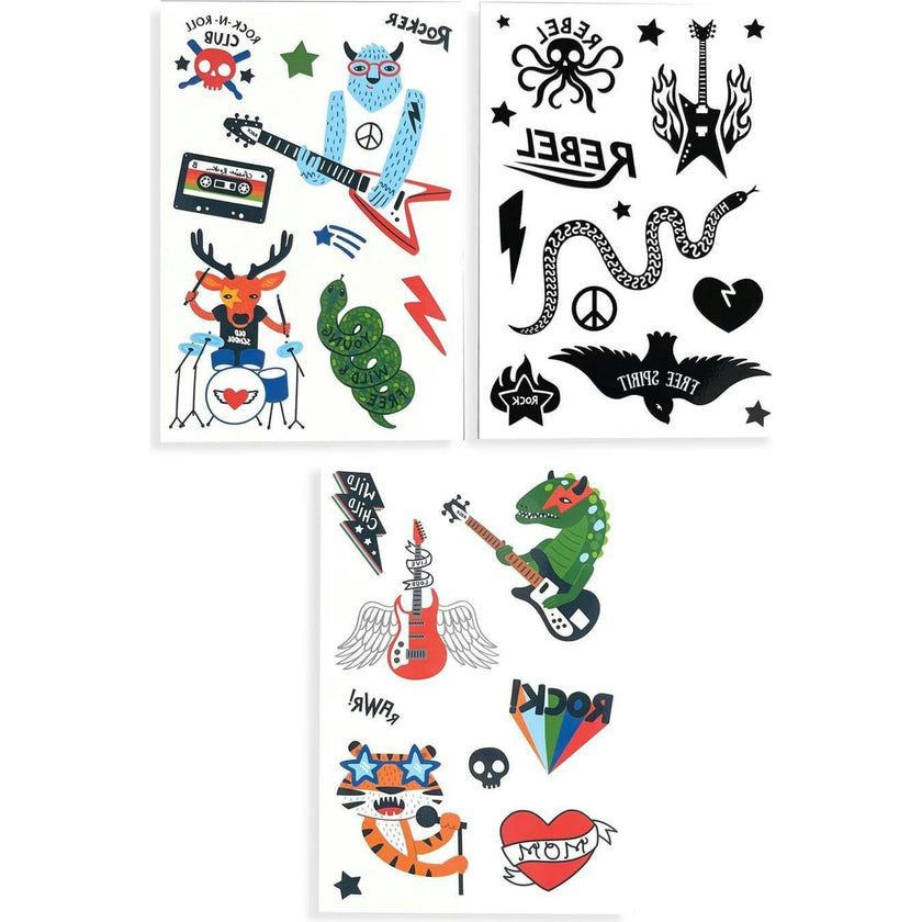 Tattoo Palooza Temporary Tattoos Mini Pack - I Wanna Rock! - 3 Sheets