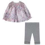 TARTINE ET CHOCOLAT Liberty Blouse Baby Set - Gris Moyen Chiné